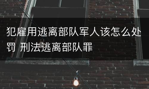 犯雇用逃离部队军人该怎么处罚 刑法逃离部队罪