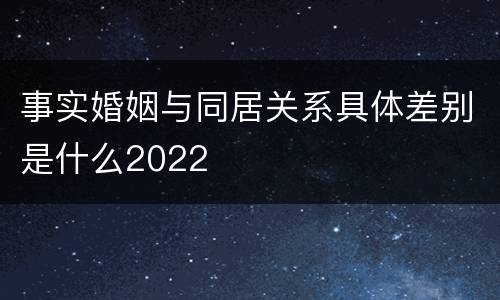 事实婚姻与同居关系具体差别是什么2022