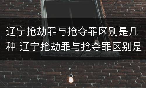 辽宁抢劫罪与抢夺罪区别是几种 辽宁抢劫罪与抢夺罪区别是几种情形