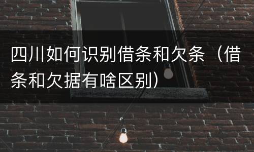 四川如何识别借条和欠条（借条和欠据有啥区别）