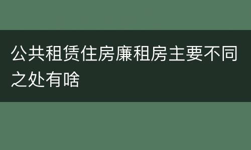 公共租赁住房廉租房主要不同之处有啥