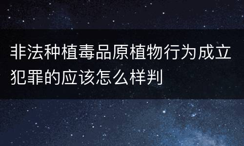 非法种植毒品原植物行为成立犯罪的应该怎么样判