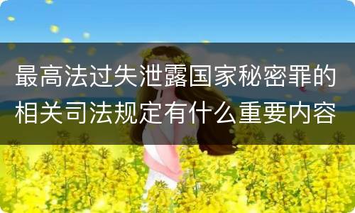 最高法过失泄露国家秘密罪的相关司法规定有什么重要内容
