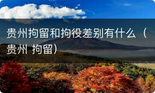贵州拘留和拘役差别有什么（贵州 拘留）