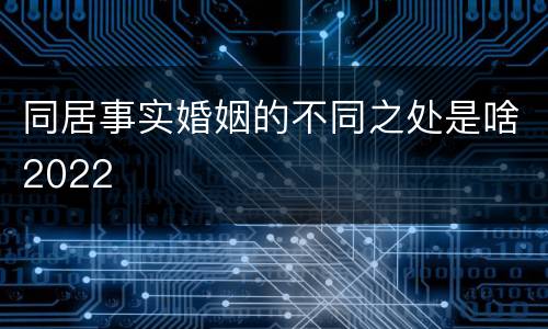 同居事实婚姻的不同之处是啥2022