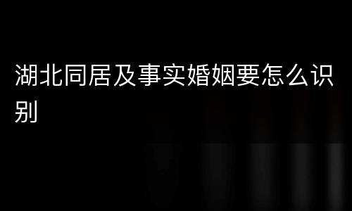 湖北同居及事实婚姻要怎么识别