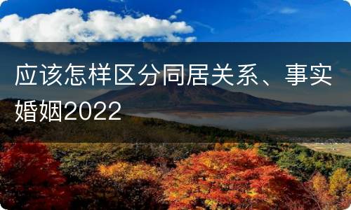 应该怎样区分同居关系、事实婚姻2022