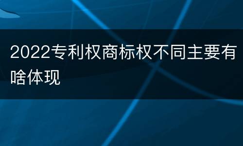 2022专利权商标权不同主要有啥体现