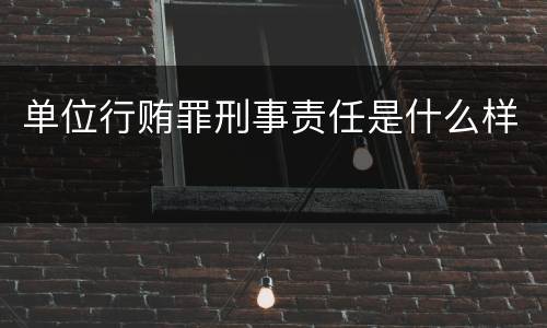 单位行贿罪刑事责任是什么样
