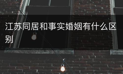江苏同居和事实婚姻有什么区别