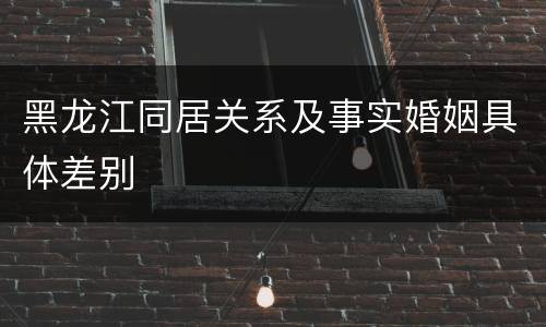 黑龙江同居关系及事实婚姻具体差别