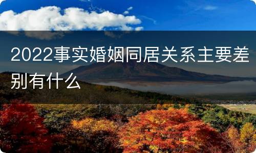 2022事实婚姻同居关系主要差别有什么