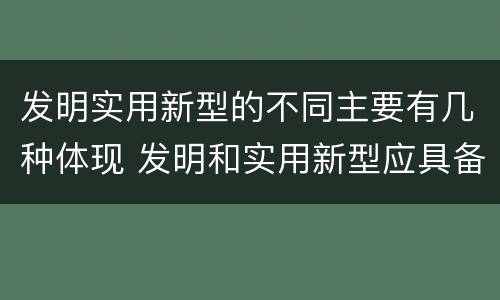 发明实用新型的不同主要有几种体现 发明和实用新型应具备的条件