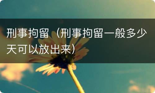 刑事拘留(刑事拘留一般多少天可以放出来)