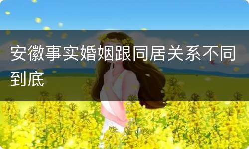 安徽事实婚姻跟同居关系不同到底