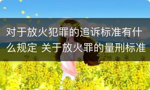 对于放火犯罪的追诉标准有什么规定 关于放火罪的量刑标准