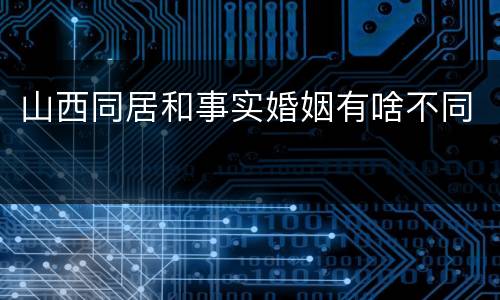 山西同居和事实婚姻有啥不同
