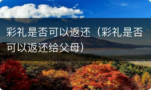 彩礼是否可以返还（彩礼是否可以返还给父母）