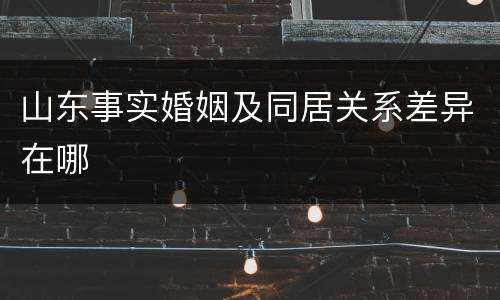 山东事实婚姻及同居关系差异在哪