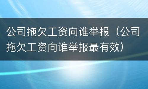 公司拖欠工资向谁举报（公司拖欠工资向谁举报最有效）