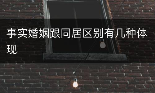 事实婚姻跟同居区别有几种体现