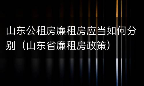 山东公租房廉租房应当如何分别（山东省廉租房政策）