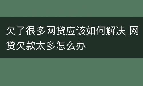 欠了很多网贷应该如何解决 网贷欠款太多怎么办