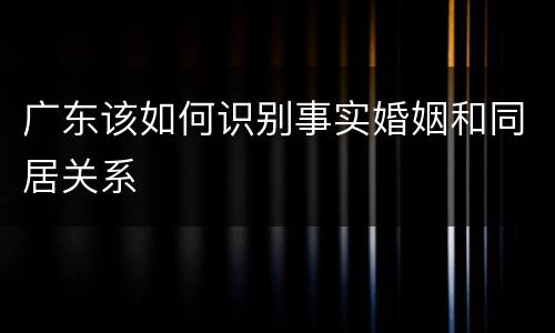 广东该如何识别事实婚姻和同居关系