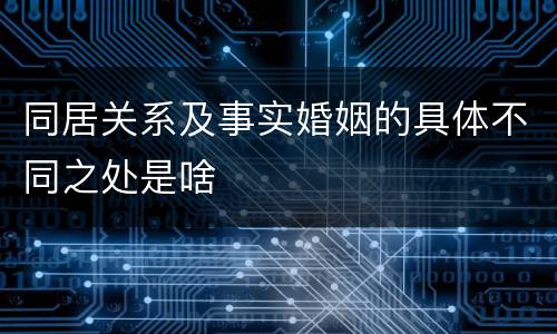 同居关系及事实婚姻的具体不同之处是啥