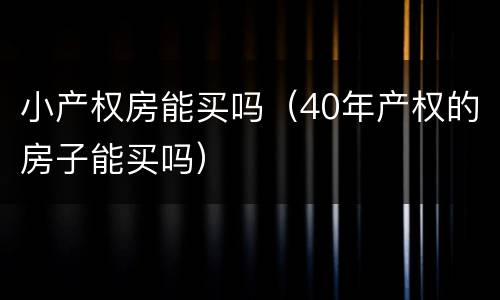 小产权房能买吗（40年产权的房子能买吗）