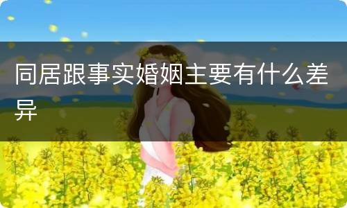 同居跟事实婚姻主要有什么差异
