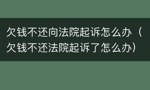 欠钱不还向法院起诉怎么办（欠钱不还法院起诉了怎么办）
