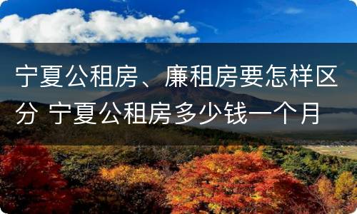 宁夏公租房、廉租房要怎样区分 宁夏公租房多少钱一个月