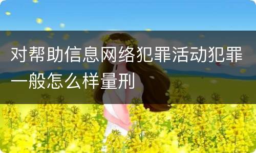 对帮助信息网络犯罪活动犯罪一般怎么样量刑