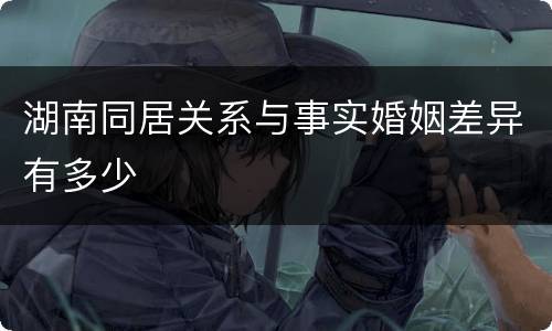 湖南同居关系与事实婚姻差异有多少