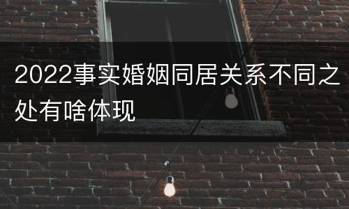 2022事实婚姻同居关系不同之处有啥体现
