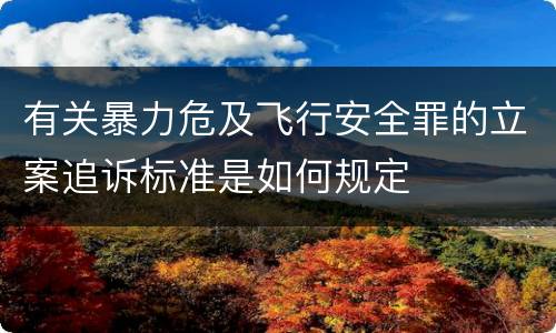 有关暴力危及飞行安全罪的立案追诉标准是如何规定