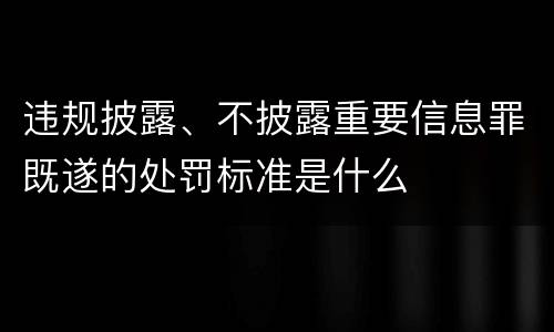 违规披露、不披露重要信息罪既遂的处罚标准是什么