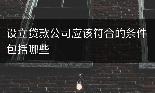 设立贷款公司应该符合的条件包括哪些