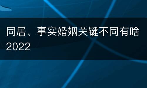 同居、事实婚姻关键不同有啥2022