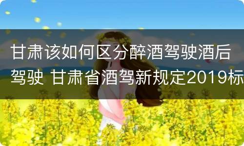甘肃该如何区分醉酒驾驶酒后驾驶 甘肃省酒驾新规定2019标准