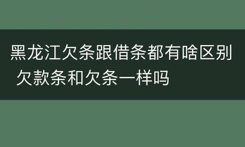 黑龙江欠条跟借条都有啥区别 欠款条和欠条一样吗 黑龙江欠条跟借条都有啥区别 欠款条和欠条一样吗