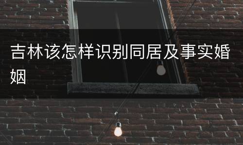 吉林该怎样识别同居及事实婚姻