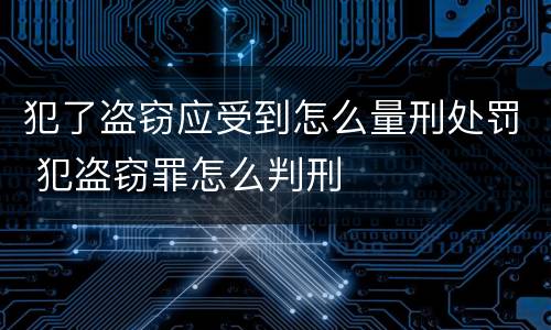 犯了盗窃应受到怎么量刑处罚 犯盗窃罪怎么判刑