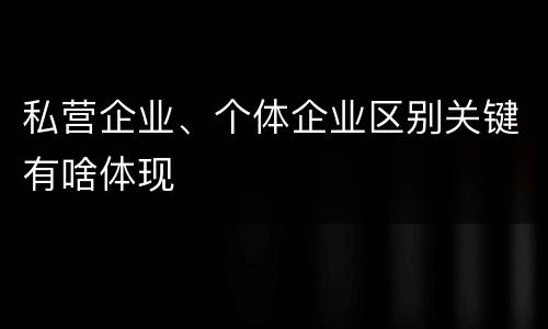 私营企业、个体企业区别关键有啥体现