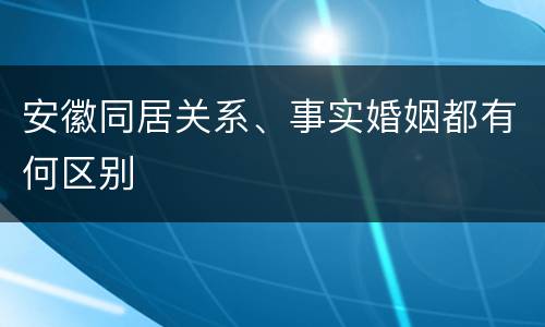安徽同居关系、事实婚姻都有何区别