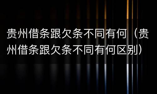 贵州借条跟欠条不同有何（贵州借条跟欠条不同有何区别）