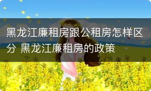 黑龙江廉租房跟公租房怎样区分 黑龙江廉租房的政策