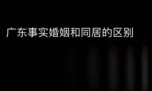 广东事实婚姻和同居的区别