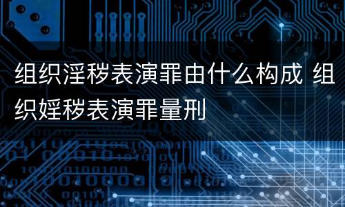 组织淫秽表演罪由什么构成 组织婬秽表演罪量刑
